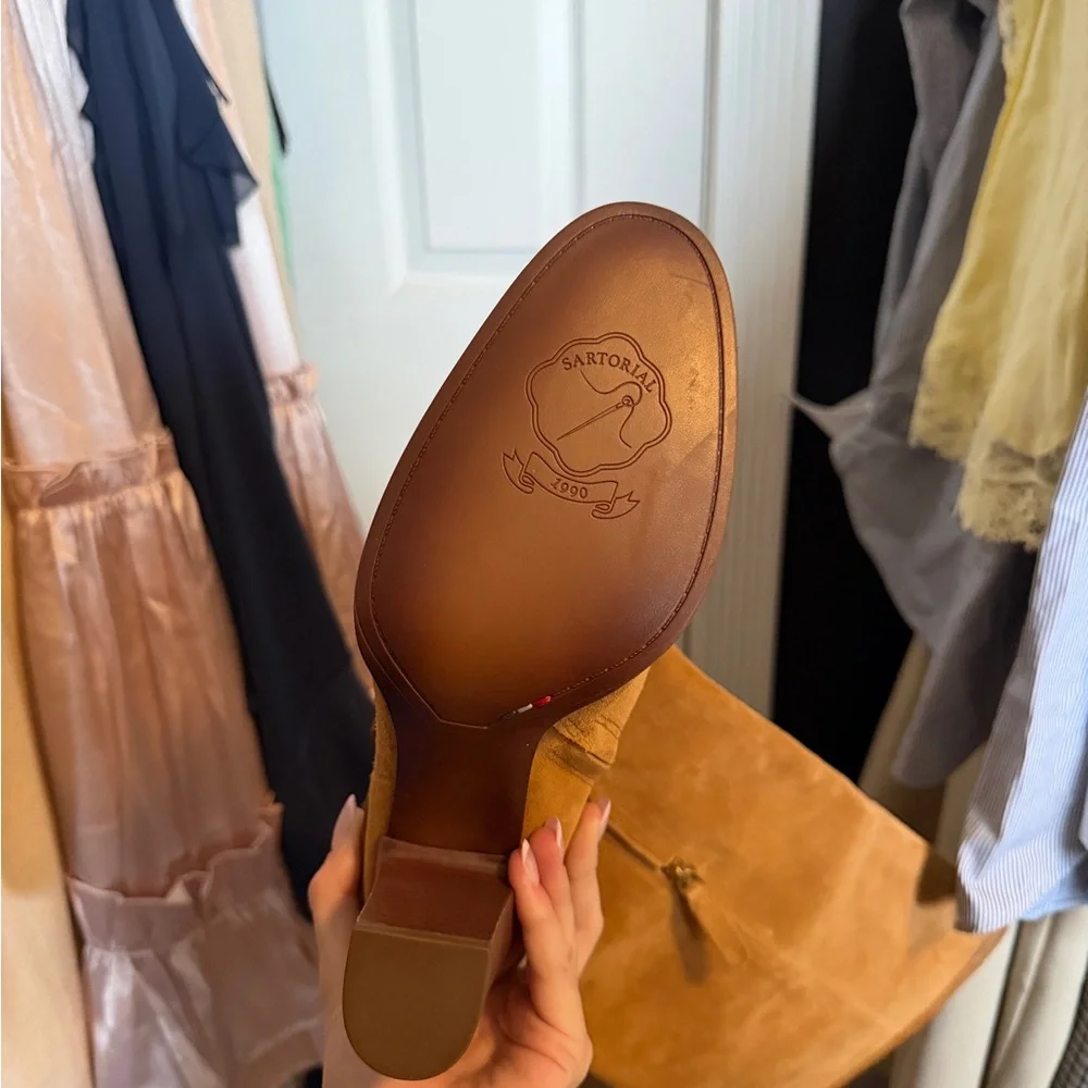 Franco Sarto Camel Suede Heeled Boots - Picture 5 of 7